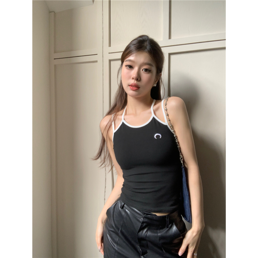 Áo Hai Dây Dáng Ngắn Thêu Họa Tiết Thời Trang Quyến Rũ Cho Nữ