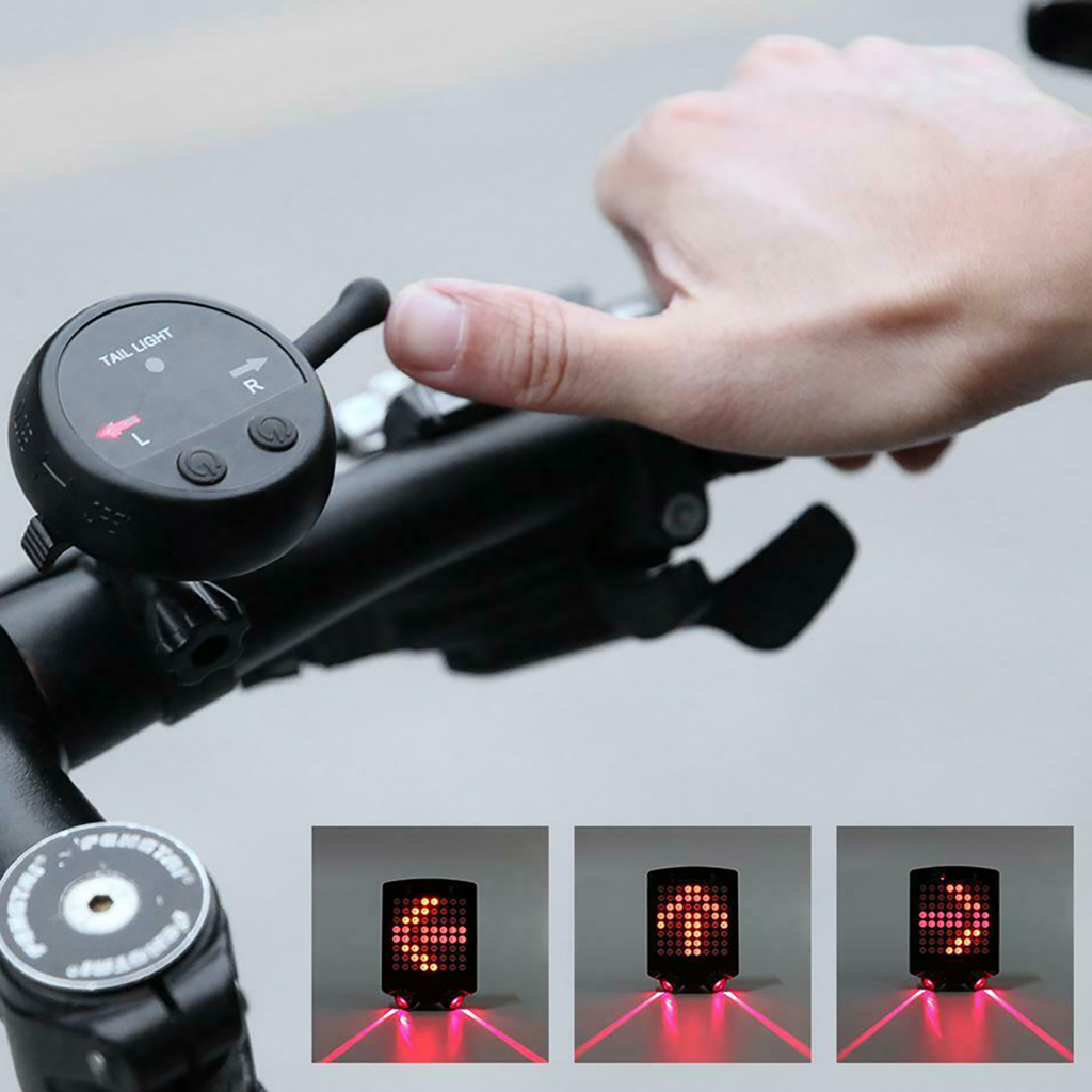 Có thể bán buôn Xe đạp Điều khiển từ xa không dây Phanh tay lái Đèn quay USB hậu Đen Vermont055 Hàng giao ngay