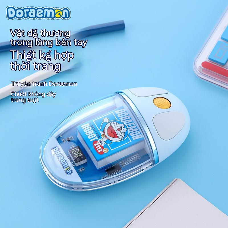 Truyện Tranh Doraemon Trong Suốt Chuột Không Dây Không Dây 2.4G Chế Độ Kép Chuột Bluetooth Sạc Tắt Tiếng