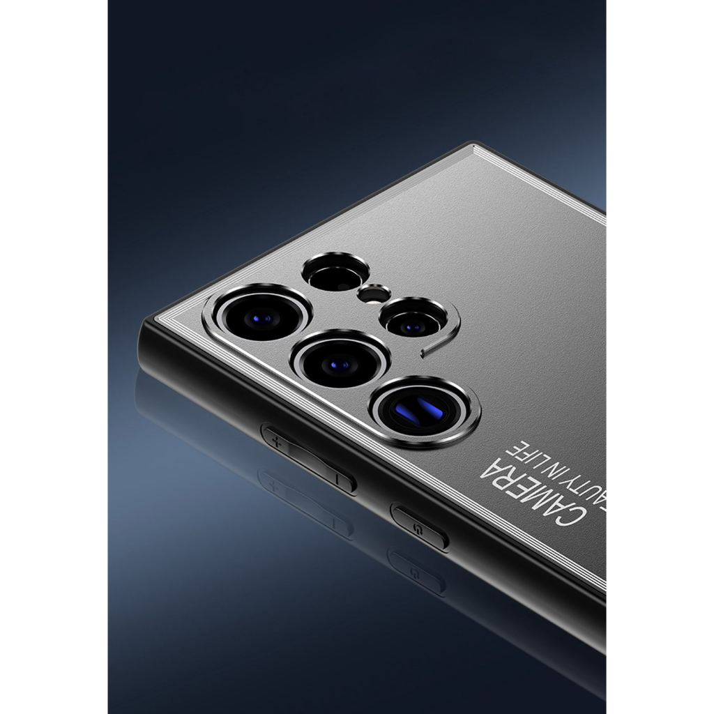 Ốp Điện Thoại Kim Loại Mặt Nhám Bảo Vệ Ống Kính Máy Ảnh Cho Samsung Galaxy S23 Ultra Plus