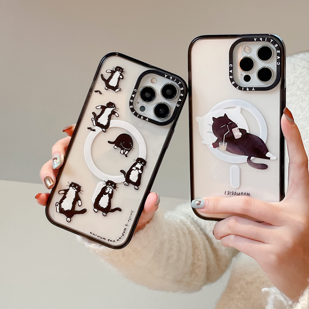 Đen Ốp Điện Thoại Nhựa acrylic Hình Mèo Dễ Thương Cho iphone 11 12 13 14 15 pro promax