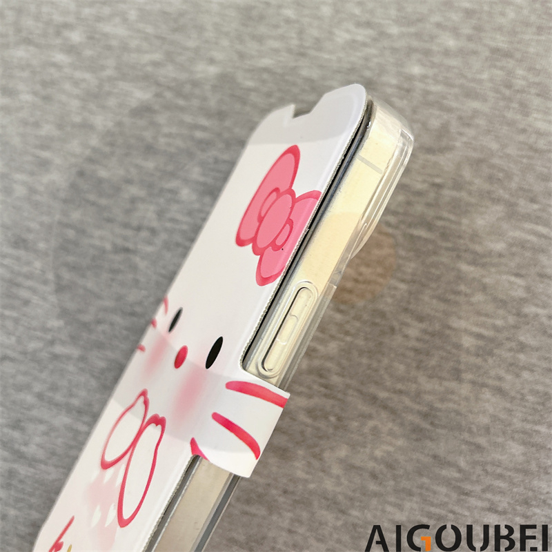 Ốp Điện Thoại Nắp Gập Hình Mèo kitty Cho iPhone 11 12 Pro Max 13 14 Pro Max