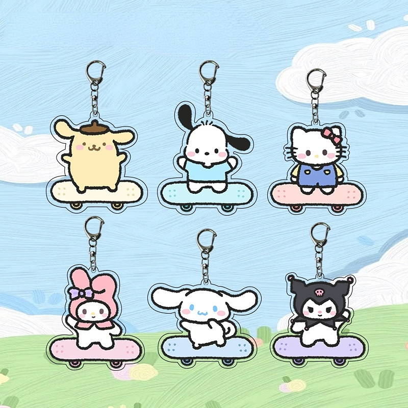 🌺Mới Móc Khóa Hình Ván Trượt Sanrio Chất Liệu Acrylic