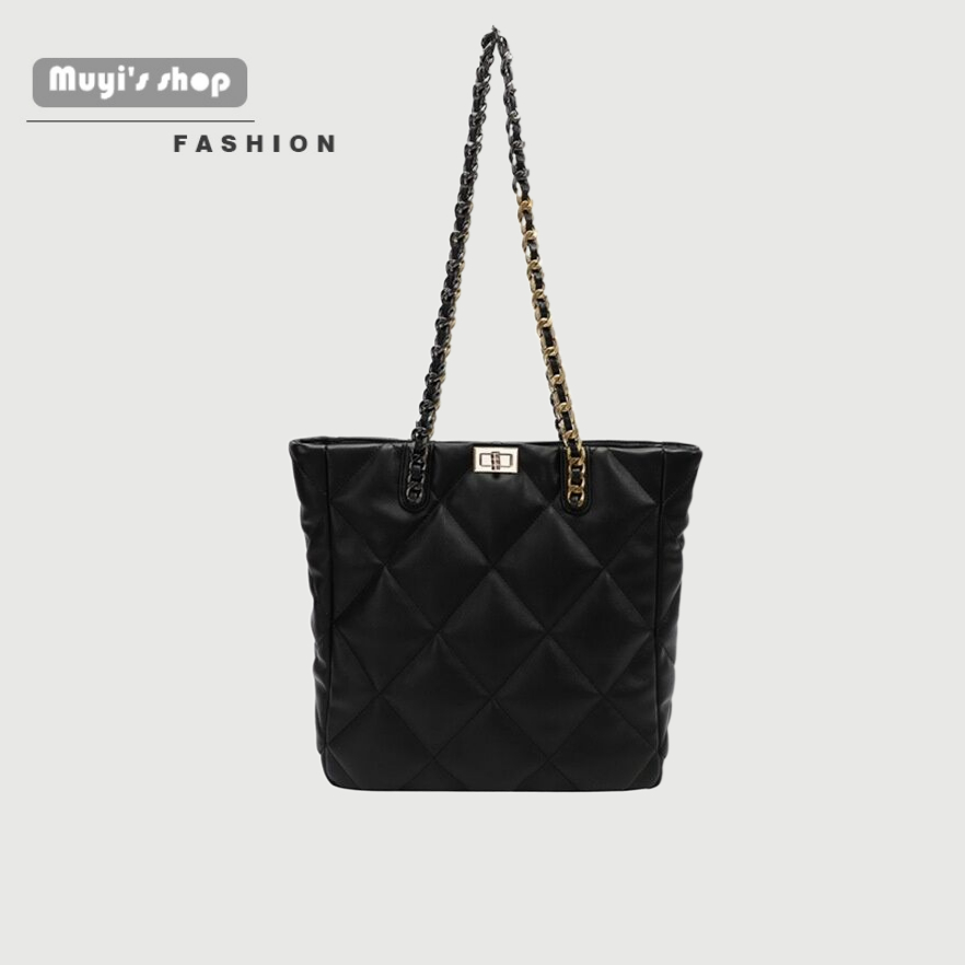 Túi Tote Đeo Vai Cỡ Lớn Phối Dây Xích Thời Trang Thu Đông Cho Nữ