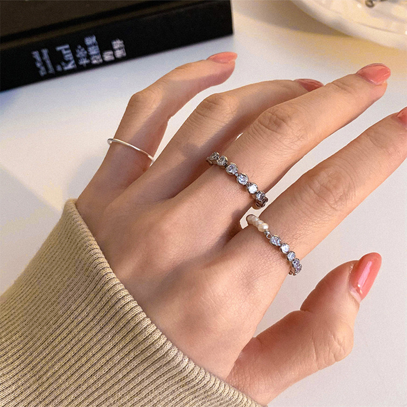 Nhẫn Đính Đá Ngọc Trai Nhân Tạo Phong Cách Mới Cho Nữ