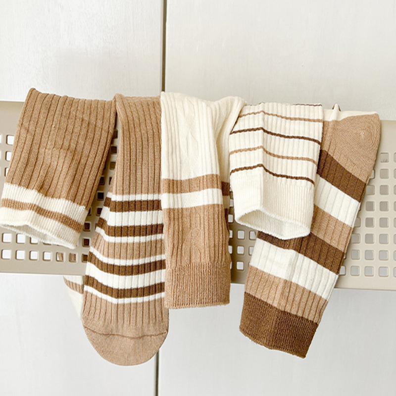 FHYL Vớ Cotton Mềm Thoáng Khí Thoải Mái Họa Tiết Sọc Trắng Phong Cách Nhật Bản Mới Cho Nữ