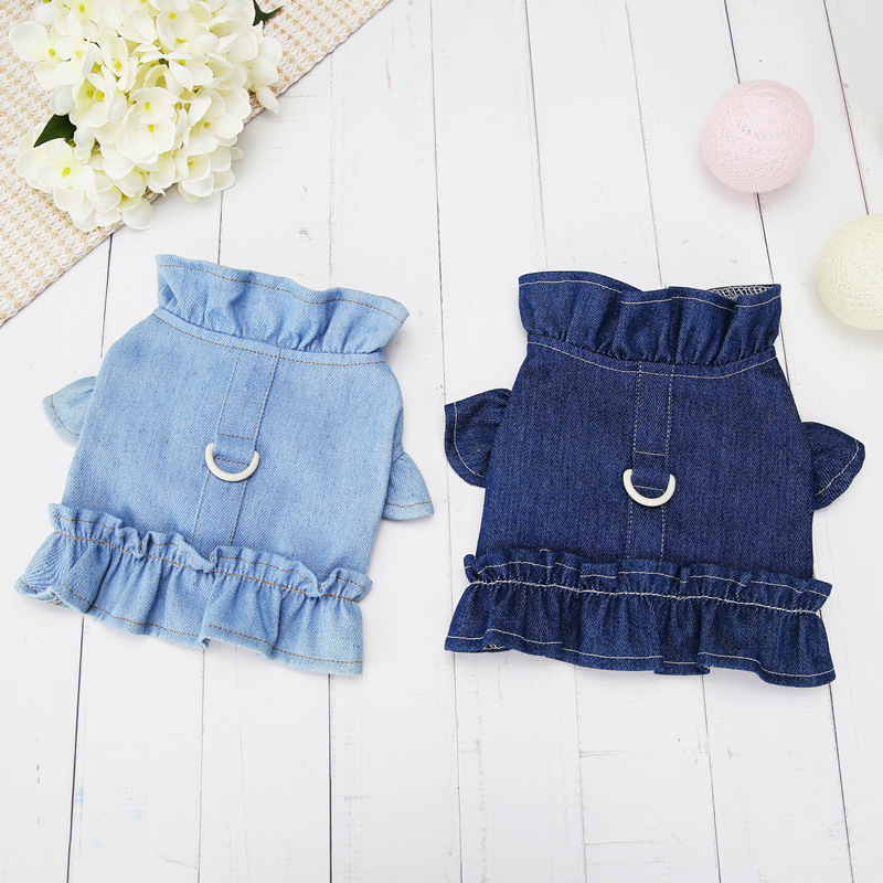 Chó Chest Harness Vest Teddy Cat Quần áo Pet Quần áo Denim Chest Vest，quần áo cho chó，quần áo thú cưng thời trang cho chó,đồ cho poodle