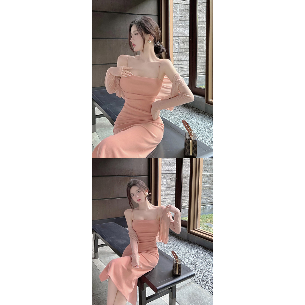 Đầm Hai Dây Dáng Ôm Phong Cách Hoàng Gia Thời Trang Mới 2023 Cho Nữ