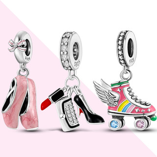 Hạt charm mạ bạc 925 hình đôi giày phù hợp làm quà