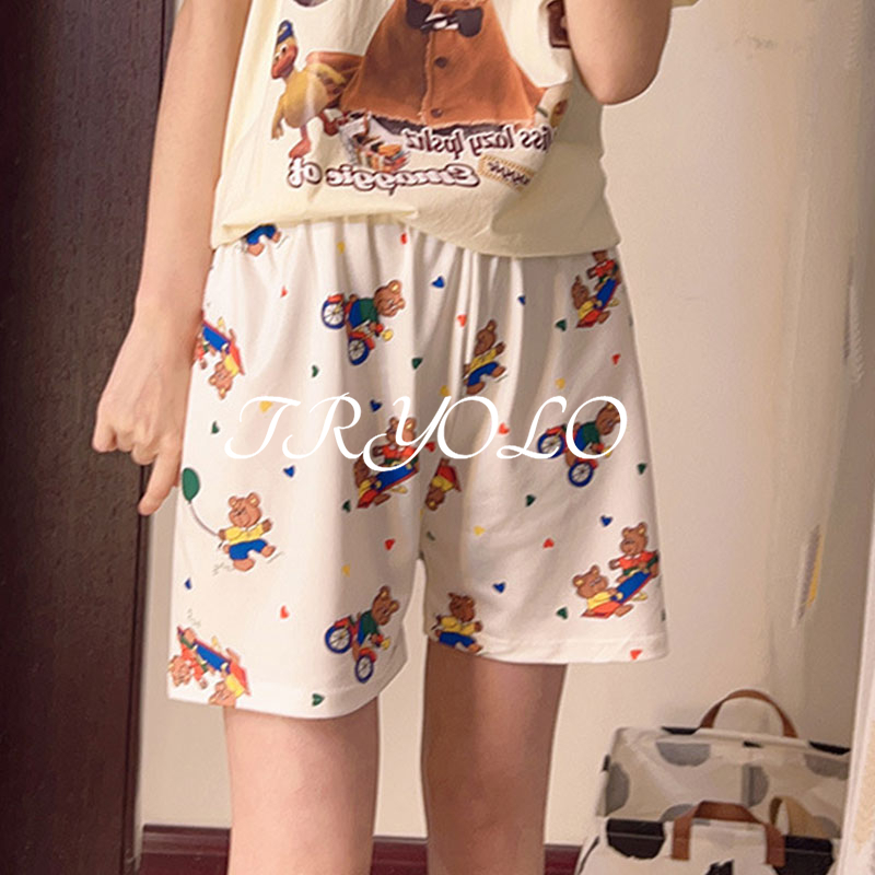 Quần Short Mặc Ở Nhà Dáng Rộng In Họa Tiết Hoạt Hình Thời Trang Mùa Hè Cho Nữ