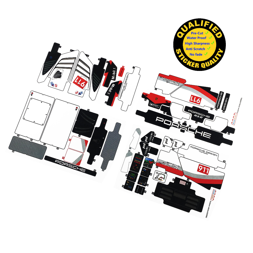 Nhãn dán tùy chỉnh cho LEGO 42096 Porsche 911 RSR Racer, chỉ nhãn dán.