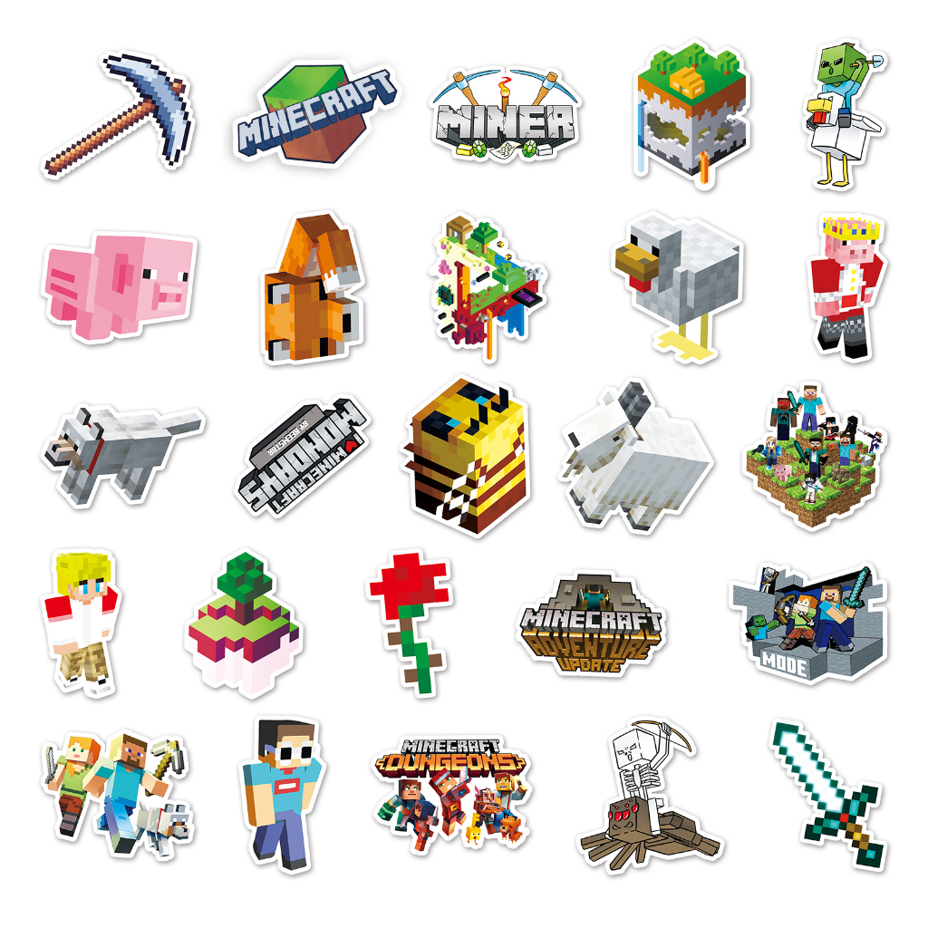 50 Miếng Dán Trang Trí Xe Hơi Chống Thấm Nước Hình Minecraft Vui Nhộn