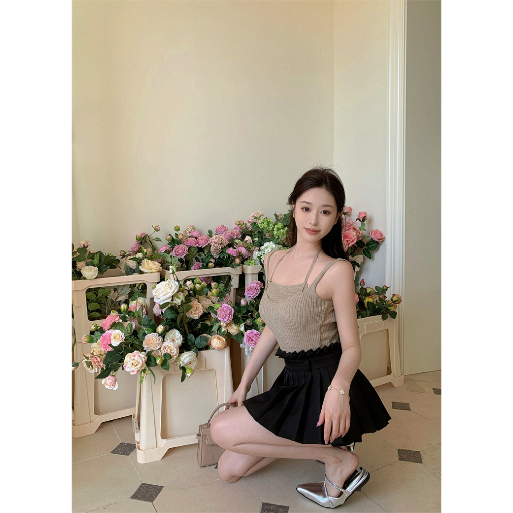 Áo Croptop Hai Dây Ôm Dáng Gợi Cảm Theo Phong Cách Mùa Hè Hàn Quốc Dành Cho Nữ