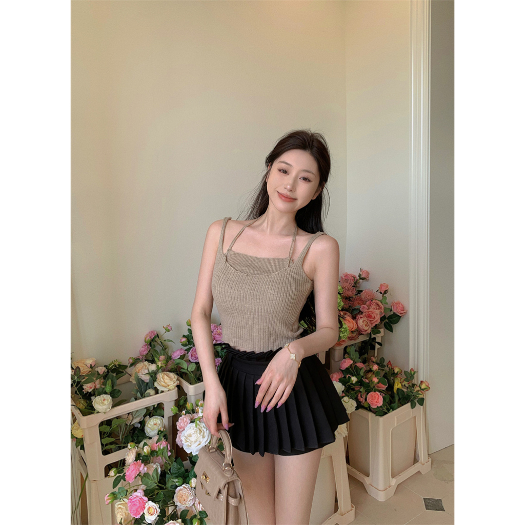 Áo Croptop Hai Dây Ôm Dáng Gợi Cảm Theo Phong Cách Mùa Hè Hàn Quốc Dành Cho Nữ