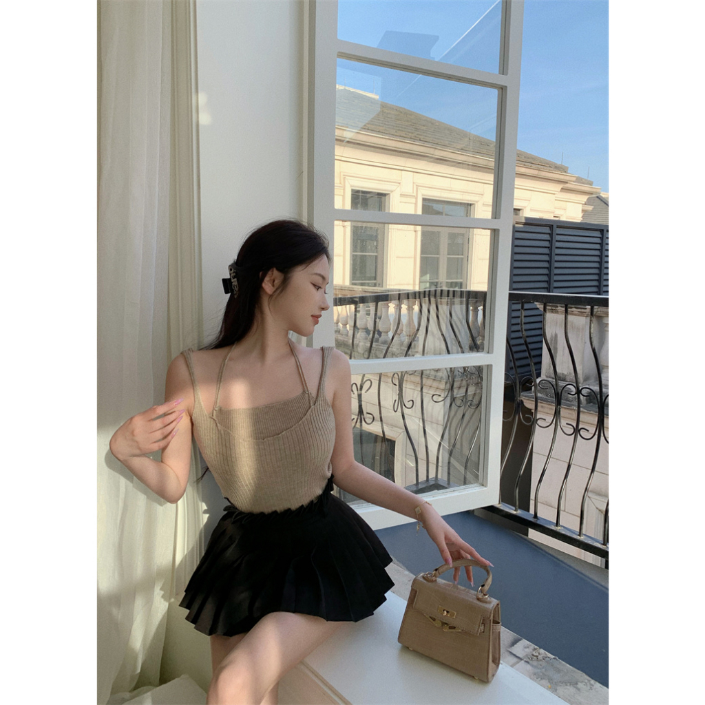 Áo Croptop Hai Dây Ôm Dáng Gợi Cảm Theo Phong Cách Mùa Hè Hàn Quốc Dành Cho Nữ