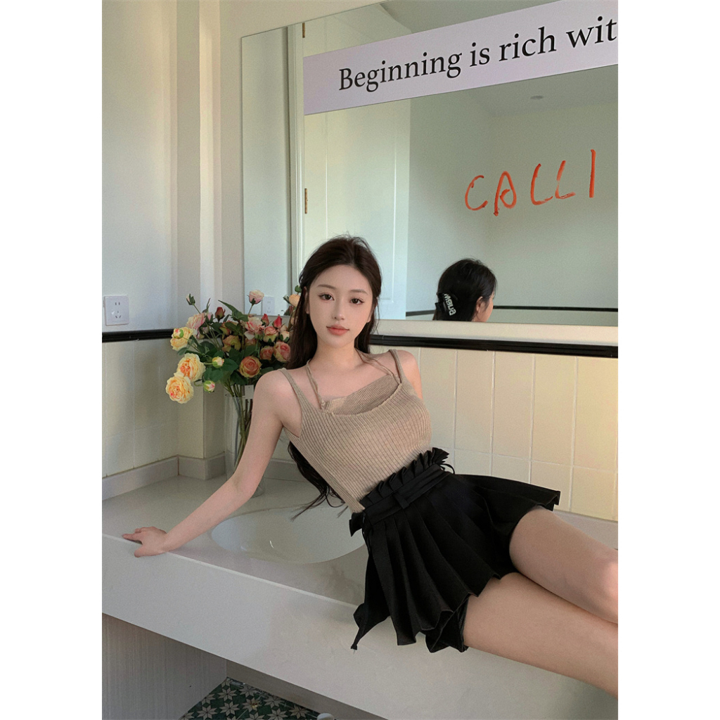 Áo Croptop Hai Dây Ôm Dáng Gợi Cảm Theo Phong Cách Mùa Hè Hàn Quốc Dành Cho Nữ