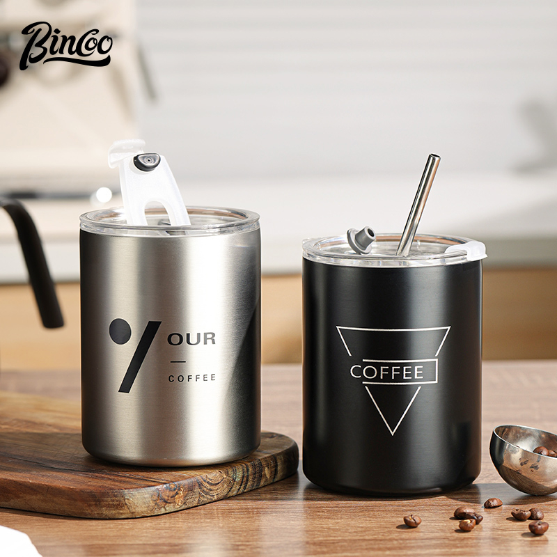 Cốc uống cà phê BINCOO 350ML bằng thép không gỉ 304 hai lớp giữ nhiệt cách nhiệt nhỏ gọn