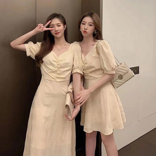 Váy voan ngọt ngào kiểu Pháp dài ngắn eo cao không lưng phồng váy cổ tích siêu cổ tích phong cách rừng mùa hè