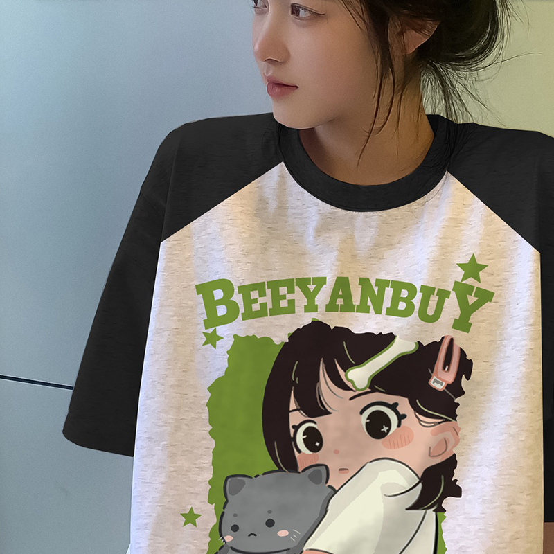 Ethelgirl Áo Thun Tay Ngắn Dáng Rộng In Họa Tiết Thời Trang Hàn Quốc Dành Cho Nam Nữ