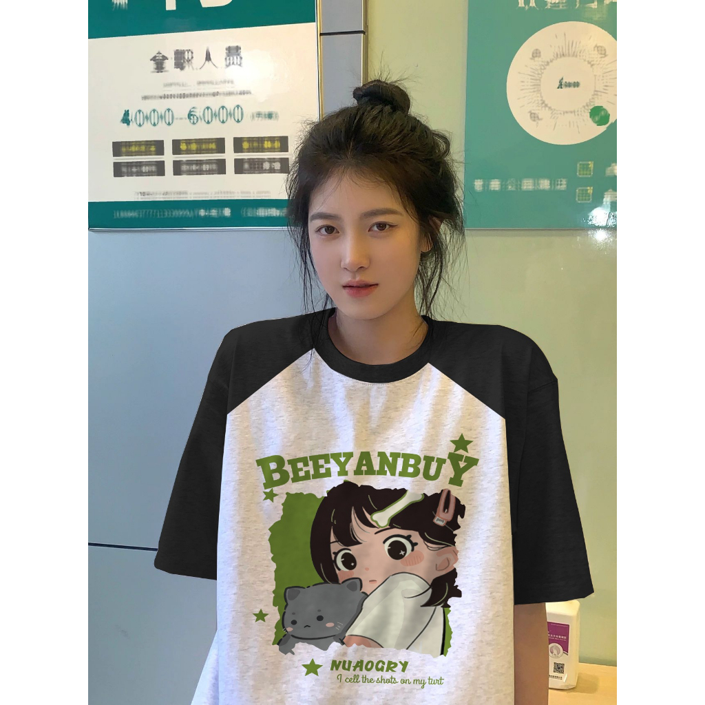 Ethelgirl Áo Thun Tay Ngắn Dáng Rộng In Họa Tiết Thời Trang Hàn Quốc Dành Cho Nam Nữ