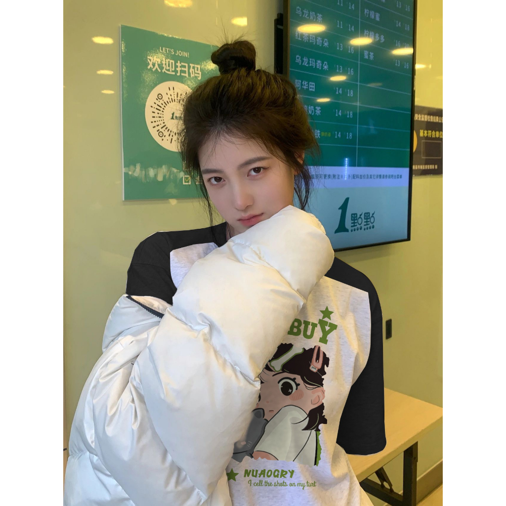 Ethelgirl Áo Thun Tay Ngắn Dáng Rộng In Họa Tiết Thời Trang Hàn Quốc Dành Cho Nam Nữ