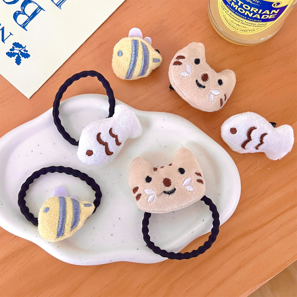 Dây Cột Tóc Lông Nhung Mềm Mại Hình Động Vật Hoạt Hình Dễ Thương Cho Bé Gái