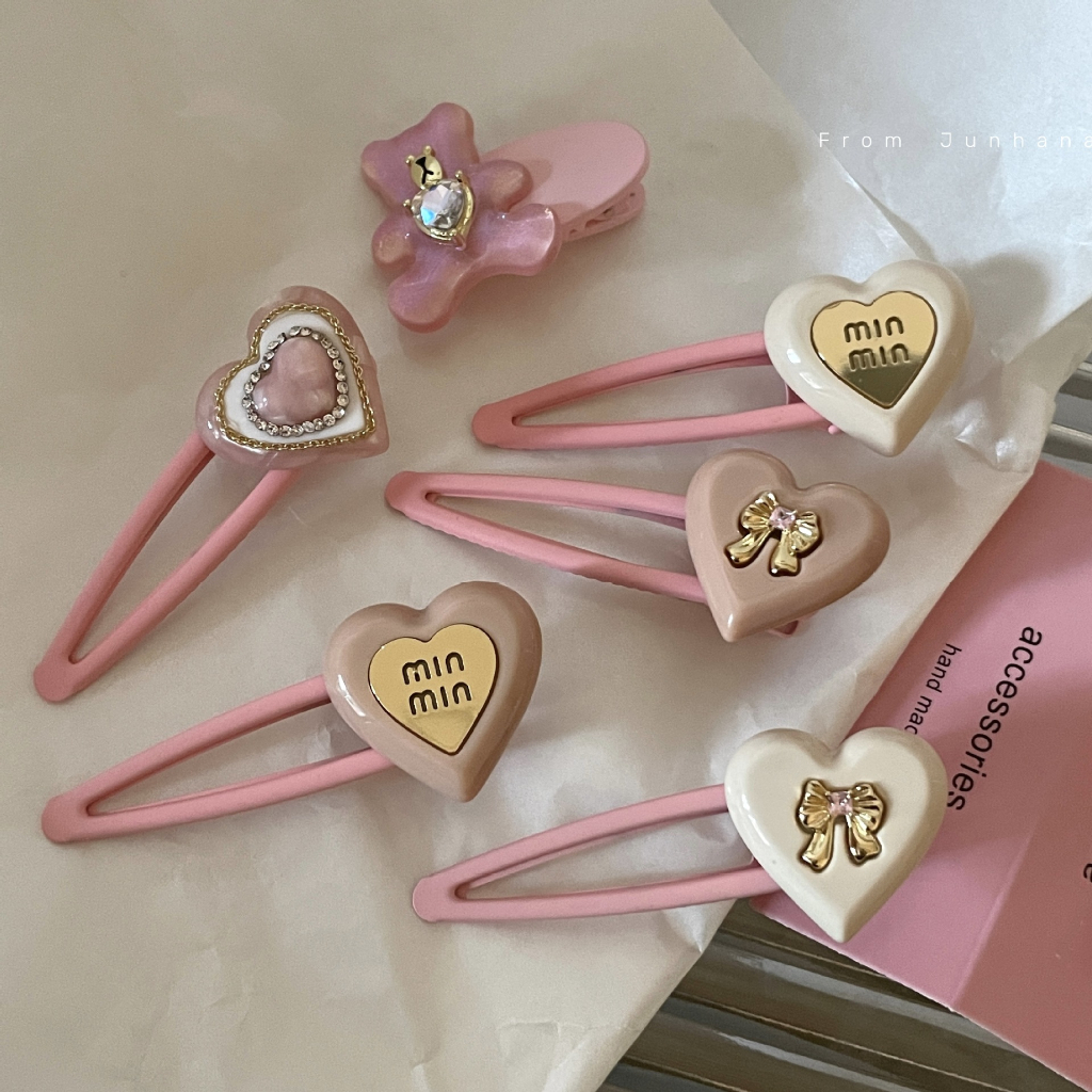Kẹp Tóc Mỏ Vịt Đính Kim Cương Lấp Lánh Màu Hồng Nhạt Cao Cấp Dành Cho Nữ