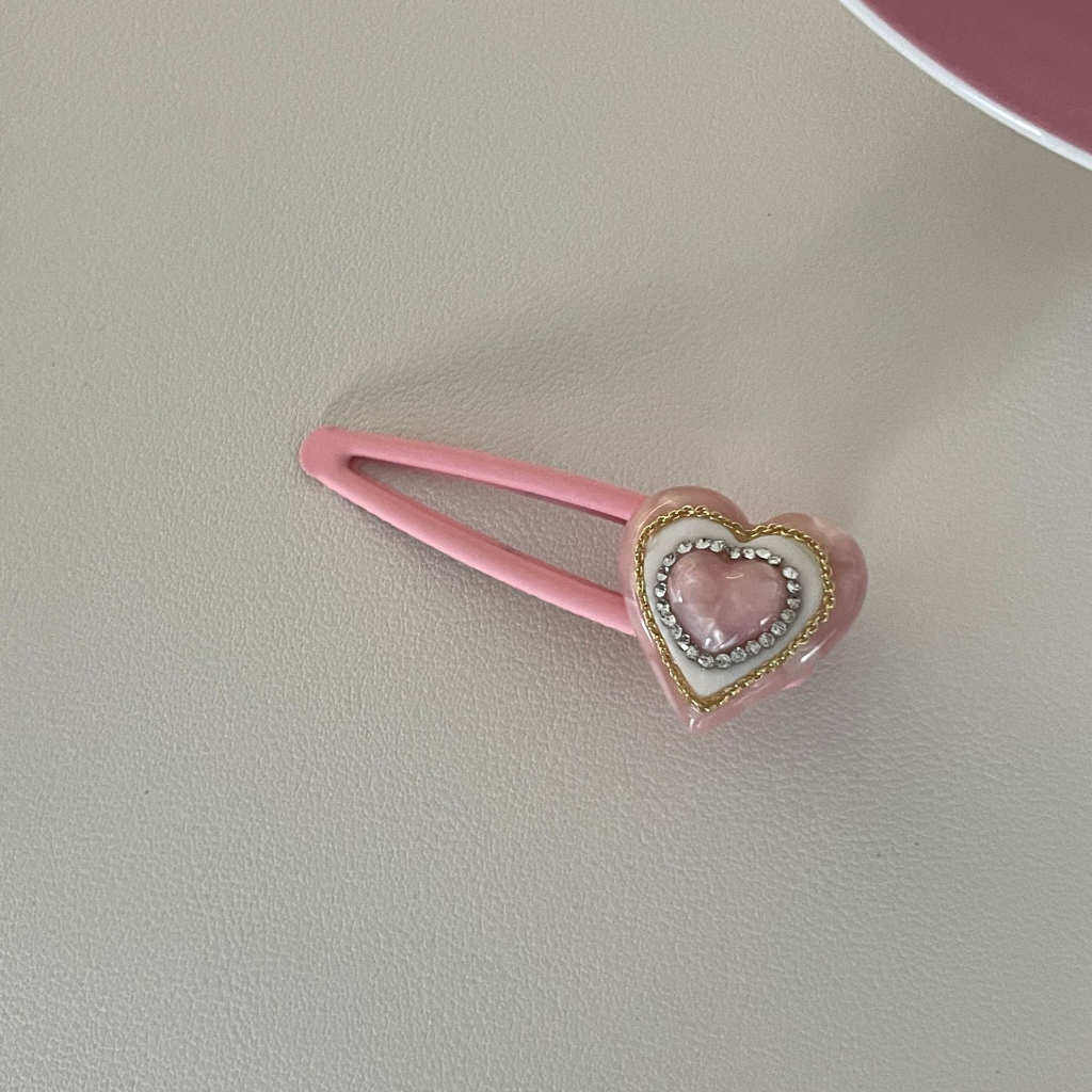 Kẹp Tóc Mỏ Vịt Đính Kim Cương Lấp Lánh Màu Hồng Nhạt Cao Cấp Dành Cho Nữ