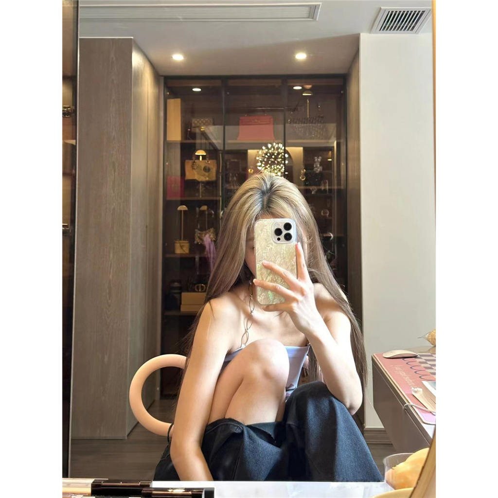 QADCOL Áo Quấn Ngực Dạng Ngắn Không Tay Họa Tiết Hoa Phối Dây Xích Kim Loại Thời Trang Mùa Hè Cho Nữ áo croptop