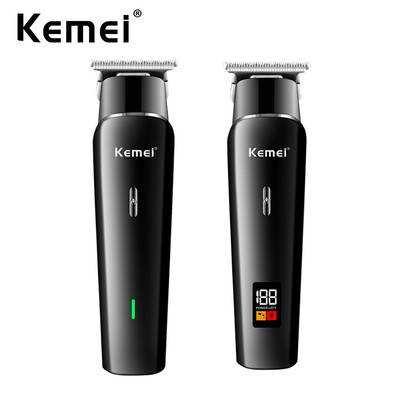 Tông đơ cắt tóc KEMEI không dây lưỡi chữ T cắt sát sạc lại được chuyên nghiệp có màn hình LCD