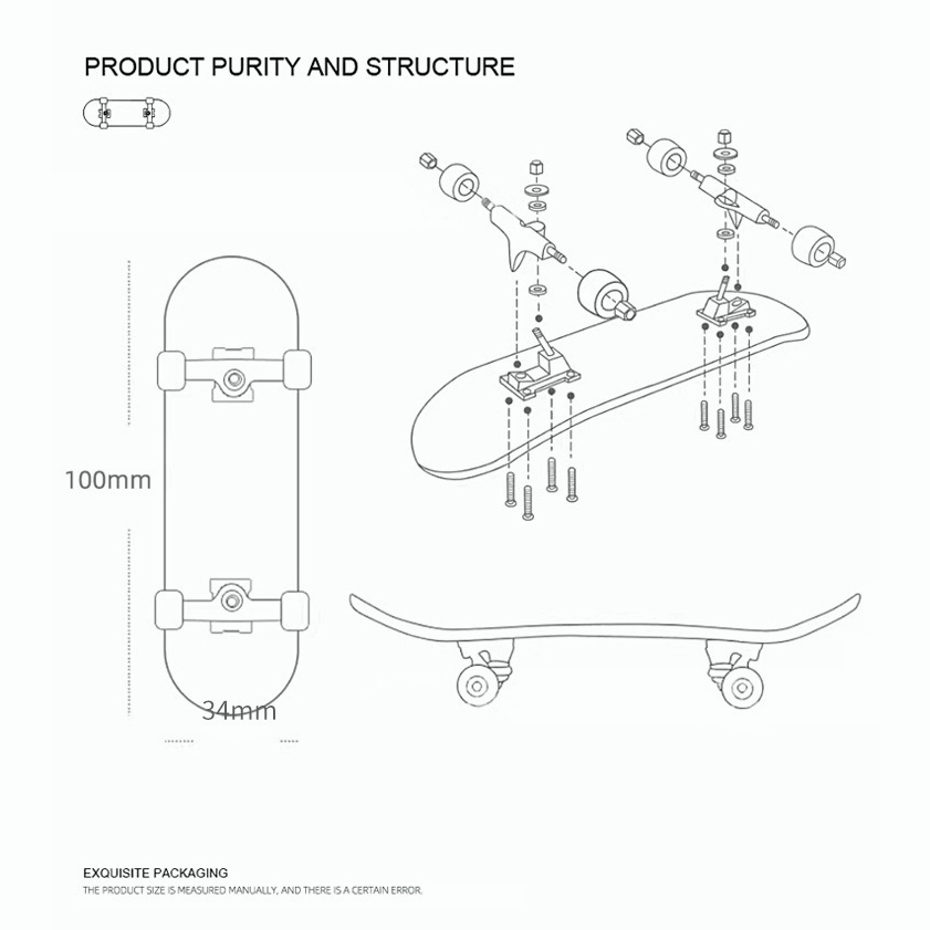 Havejoy 34mm Fingerboard Ván Trượt Mini 34mm Chuyên Nghiệp