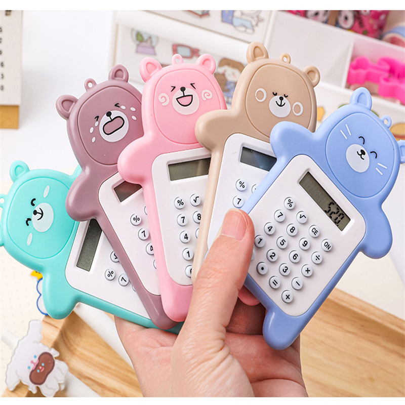 Máy Tính Bỏ Túi Mini 8 Chữ Số Siêu Mỏng Cài Nút Họa Tiết Hoạt Hình Dễ Thương Tiện Dụng Cho Học Sinh