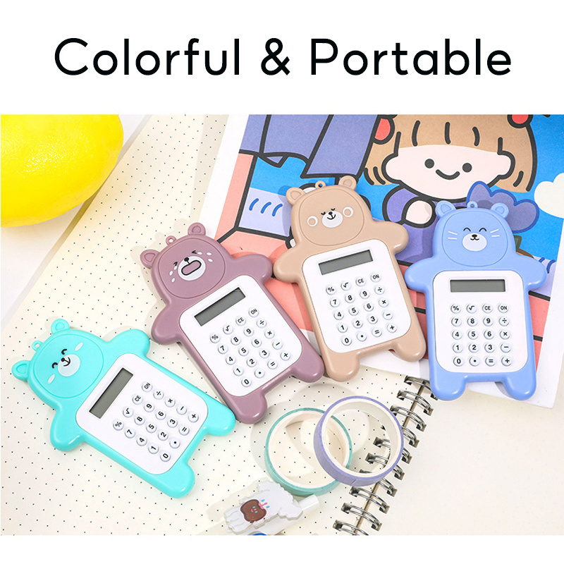 Máy Tính Bỏ Túi Mini 8 Chữ Số Siêu Mỏng Cài Nút Họa Tiết Hoạt Hình Dễ Thương Tiện Dụng Cho Học Sinh