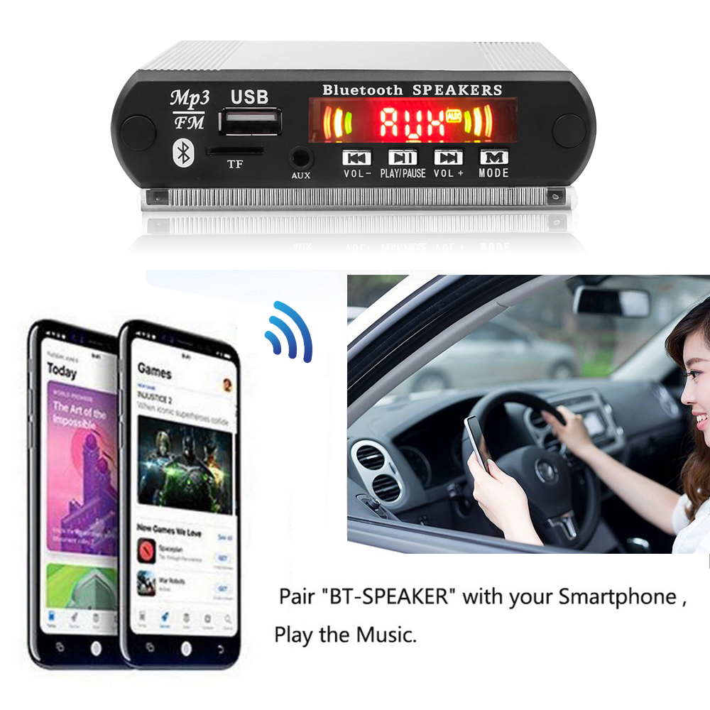 Bảng Mạch Giải Mã Âm Thanh MP3 Bluetooth DC 12V Có Chức Năng Ghi Âm USB / SD / FM