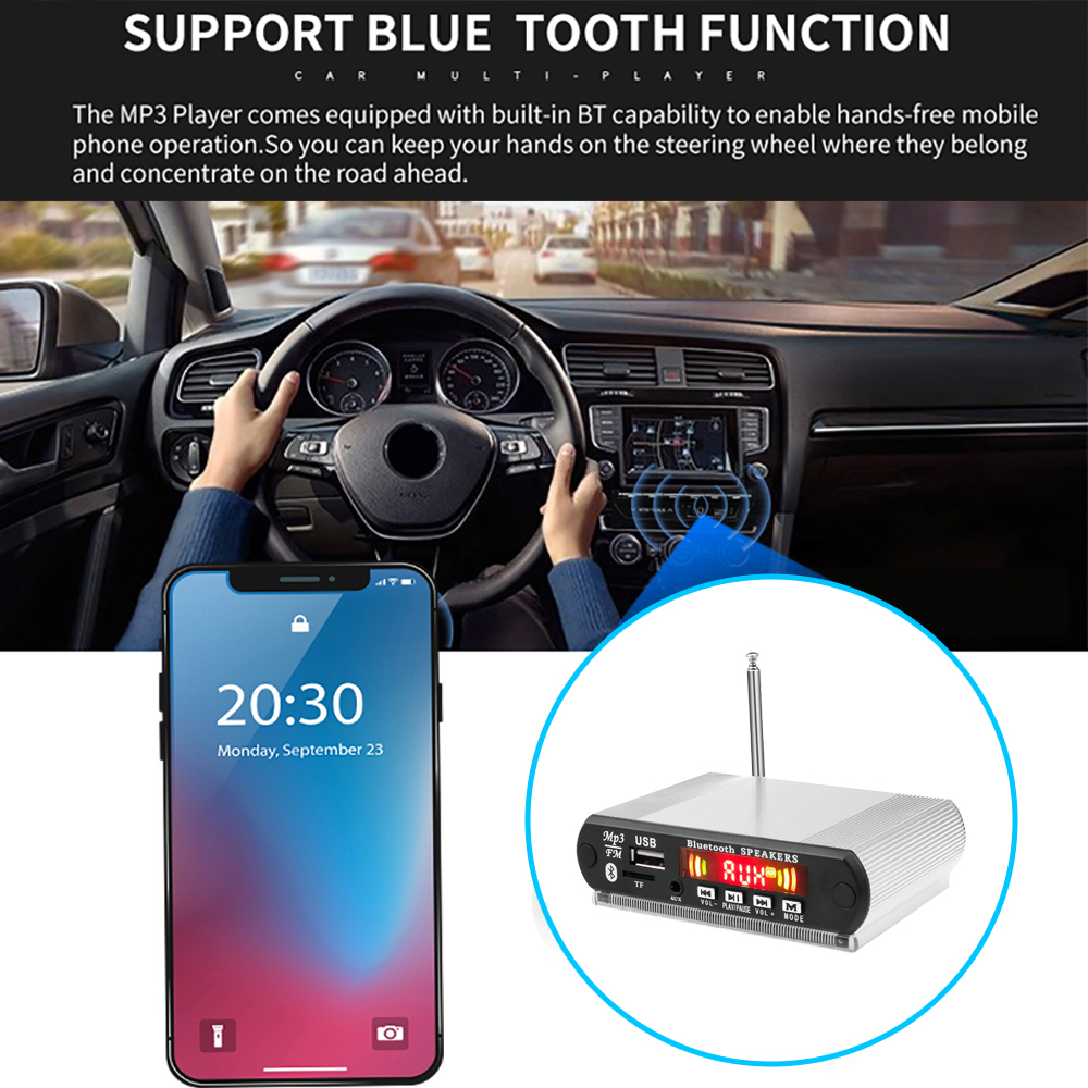 Bảng Mạch Giải Mã Âm Thanh MP3 Bluetooth DC 12V Có Chức Năng Ghi Âm USB / SD / FM
