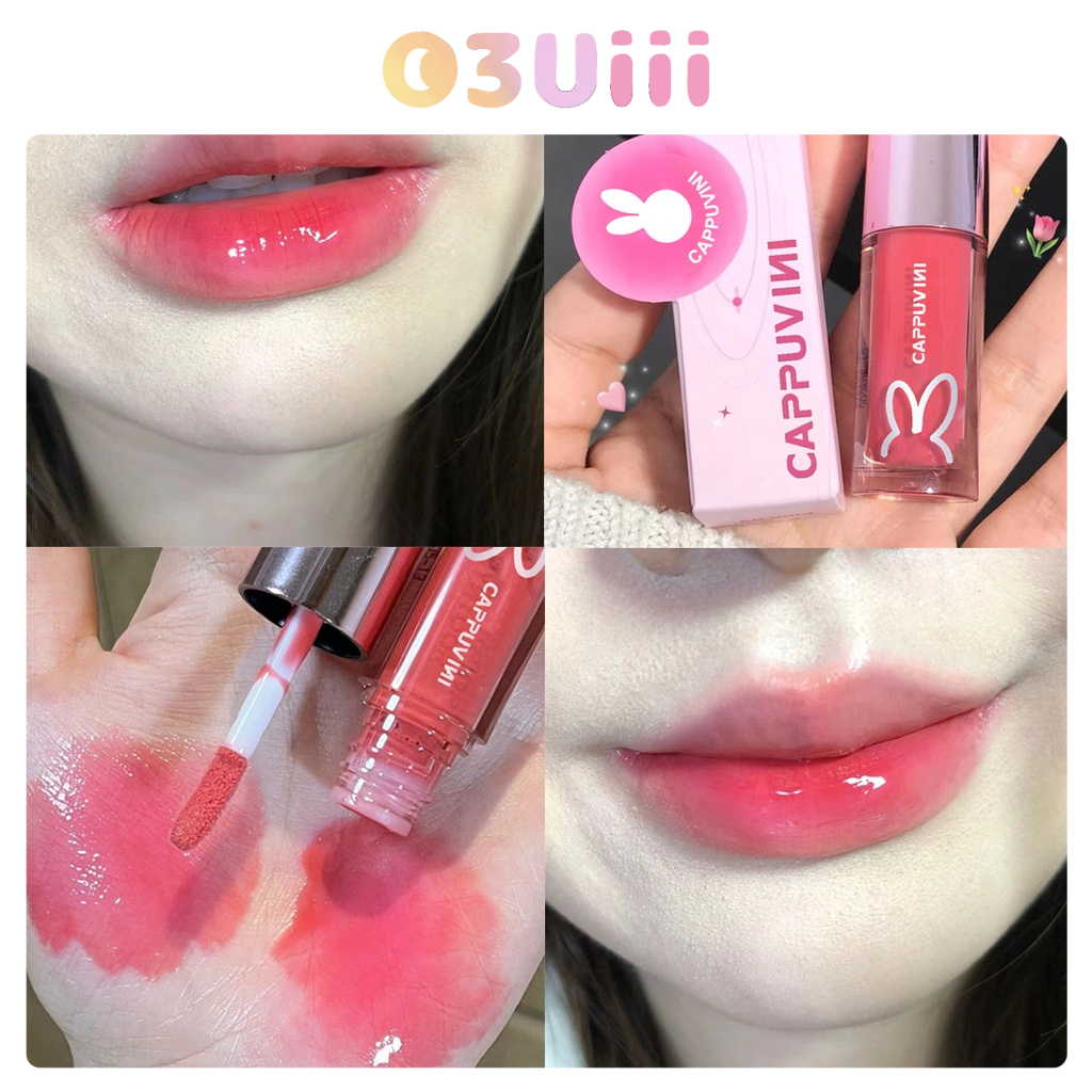 Son Bóng Dạng Lỏng Trong Suốt Dưỡng Ẩm Chống Thấm Nước Làm Mờ Đường Viền Môi Hình Thỏ Hồng SXY617