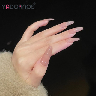 YADORNOS Bộ 24 móng tay giả tông màu nude phong cách Châu Âu kèm keo dán tiện dụng