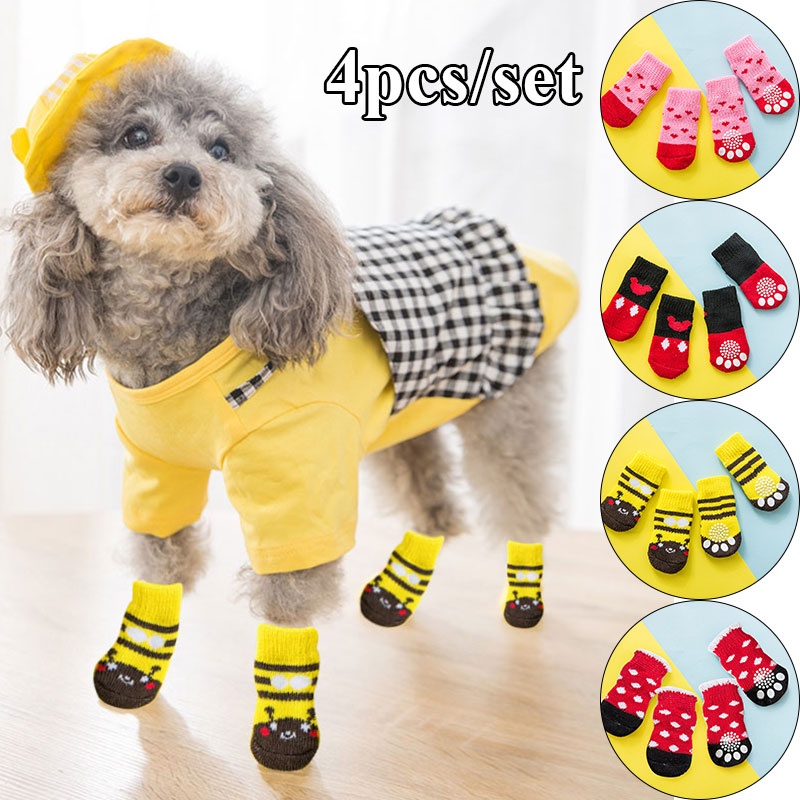 Set 4 đôi vớ cotton HIPIDOG chống trượt cho thú cưng