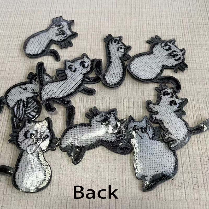 Sticker Ủi Thêu Hình Mèo Đen Hoạt Hình Ngộ Nghĩnh