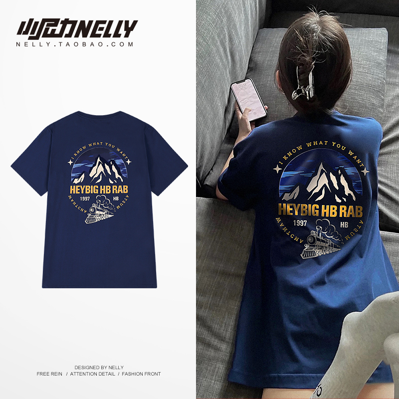 NELLY Áo Thun Tay Ngắn Cotton Dáng Rộng Thời Trang Unisex Cho Nam Và Nữ 9806