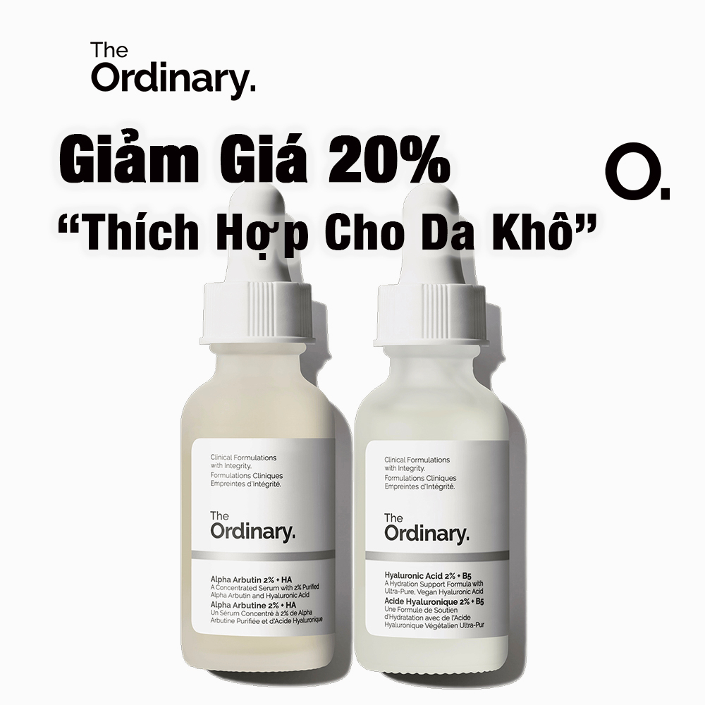 The Ordinary Thích Hợp Cho Da Khô - Hyaluronic Acid 2% + B5 / Alpha Arbutin 2% + HA - 2×30ml (Có Bán Lẻ)