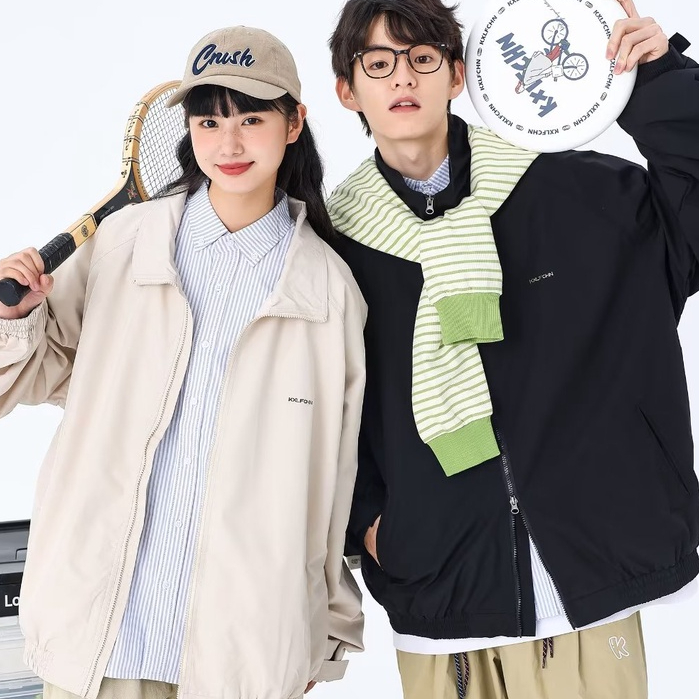 Áo khoác bomber bóng chày nữ nam Hàn Quốc Thời trang trơn cực siêu chất áo khoác gió 2 lớp fashion tiêu chuẩn dây kéo áo khoác jacket unisex