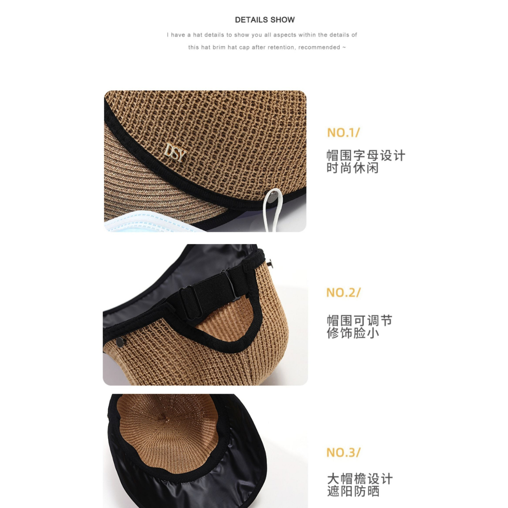 Mũ Cói Rộng Vành Chống Nắng Thời Trang Mùa Hè Phong Cách Hàn Quốc Cho Nữ
