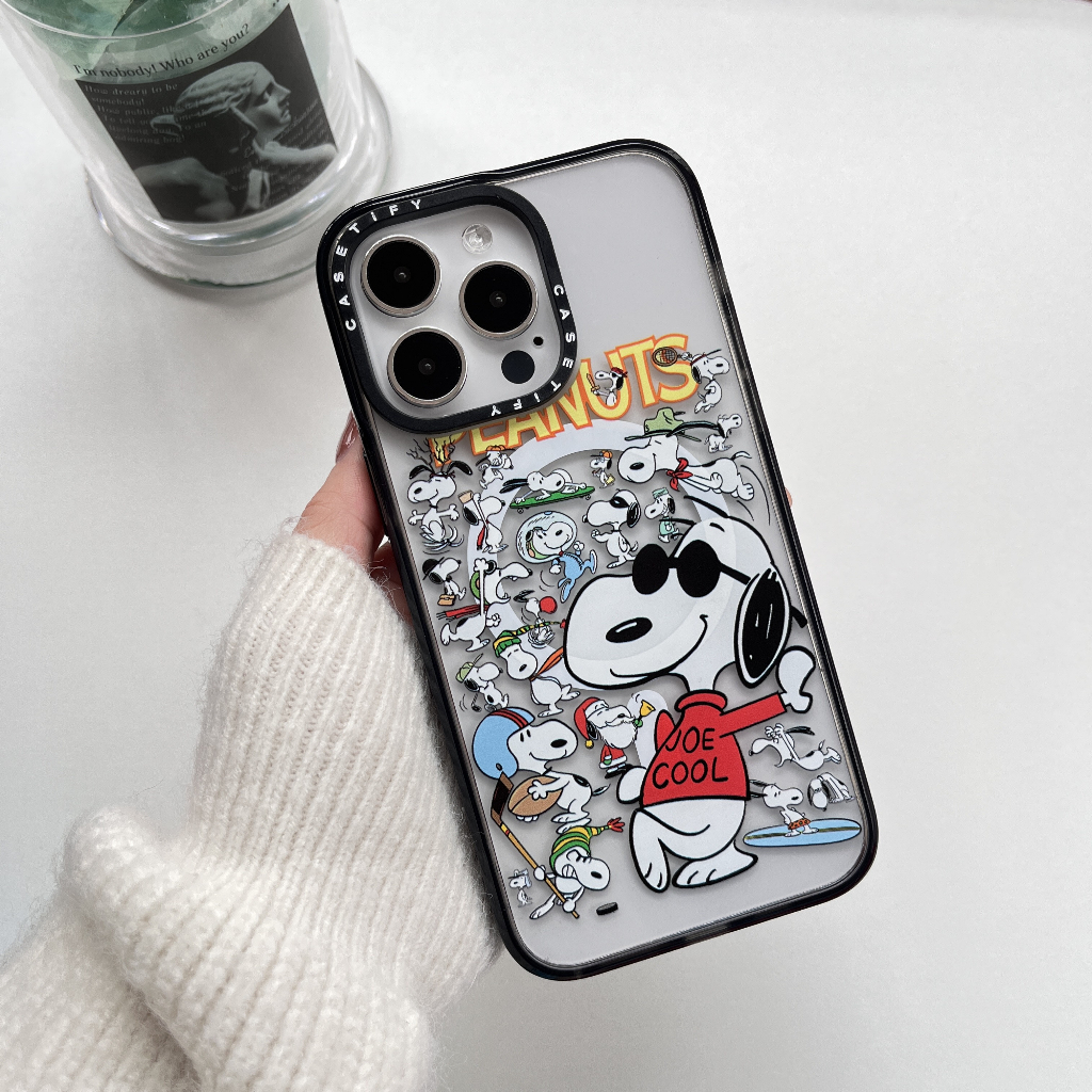 Ốp Điện Thoại TPU Từ Tính Trong Suốt In Hình Snoopy Charlie Cho iPhone14ProMax iP13Pro 13 14 14 13Promax 11 12 13