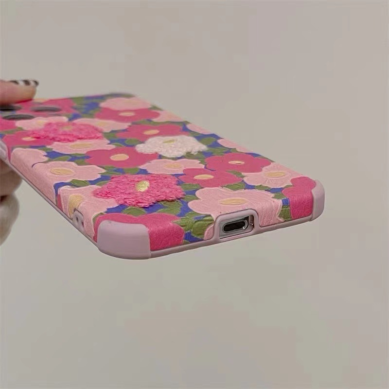Ốp Điện Thoại Da Thêu Hình Hoa Cúc Cho iPhone 14 13 12 Pro Max 11 X XR XS Max 7 8 Plus