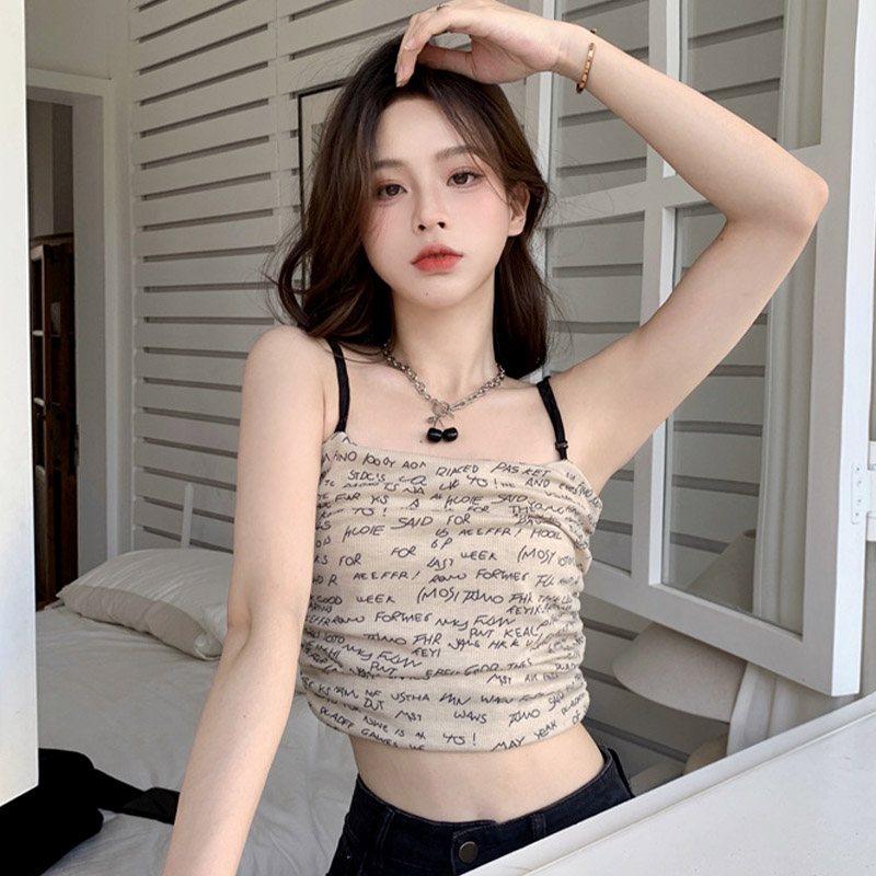 Áo Lót Hai Dây In Chữ Sau Lưng Màu Trơn Thời Trang Mùa Hè Dành Cho Nữ