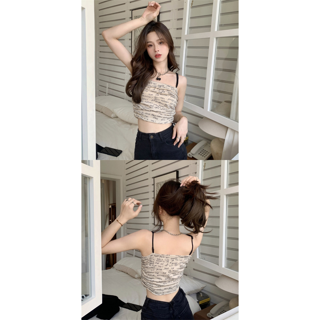 Áo Lót Hai Dây In Chữ Sau Lưng Màu Trơn Thời Trang Mùa Hè Dành Cho Nữ