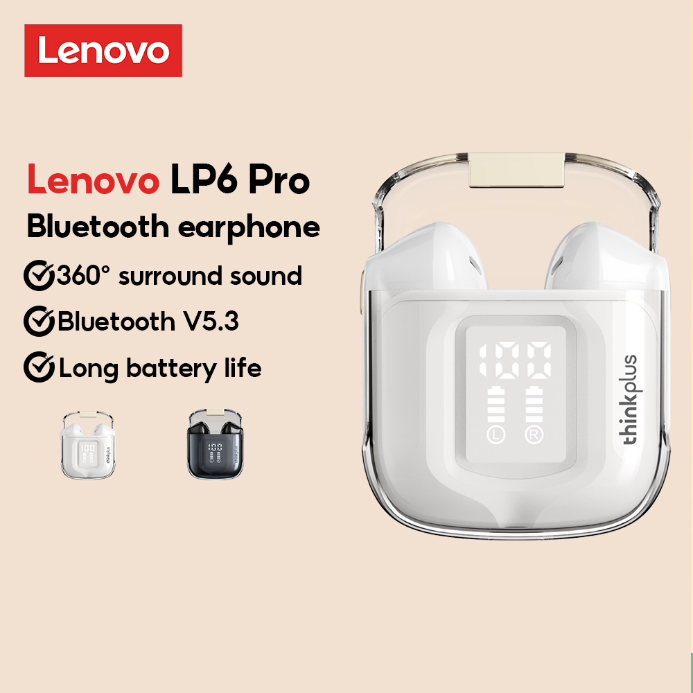 Tai nghe nhét tai không dây LENOVO LP6 Pro TWS bluetooth có vòng kim loại độ trung thực cao