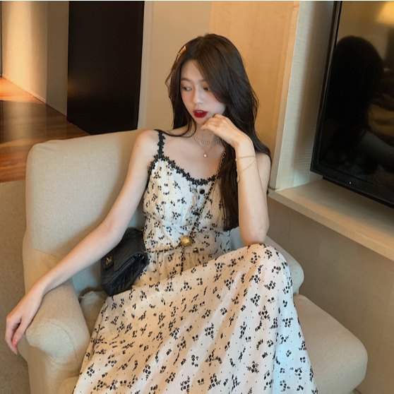 Đầm Hoa Trượt Thời Trang Mềm Mại Thân Thiện Với Làn Da Phụ Nữ Dài Mùa Hè Cho Kỳ Nghỉ Hẹn Hò