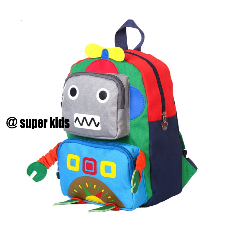 SUPER KIDS Ba Lô Đi Học Hình robot Hoạt Hình Đáng Yêu Dành Cho Bé 1-5 Tuổi